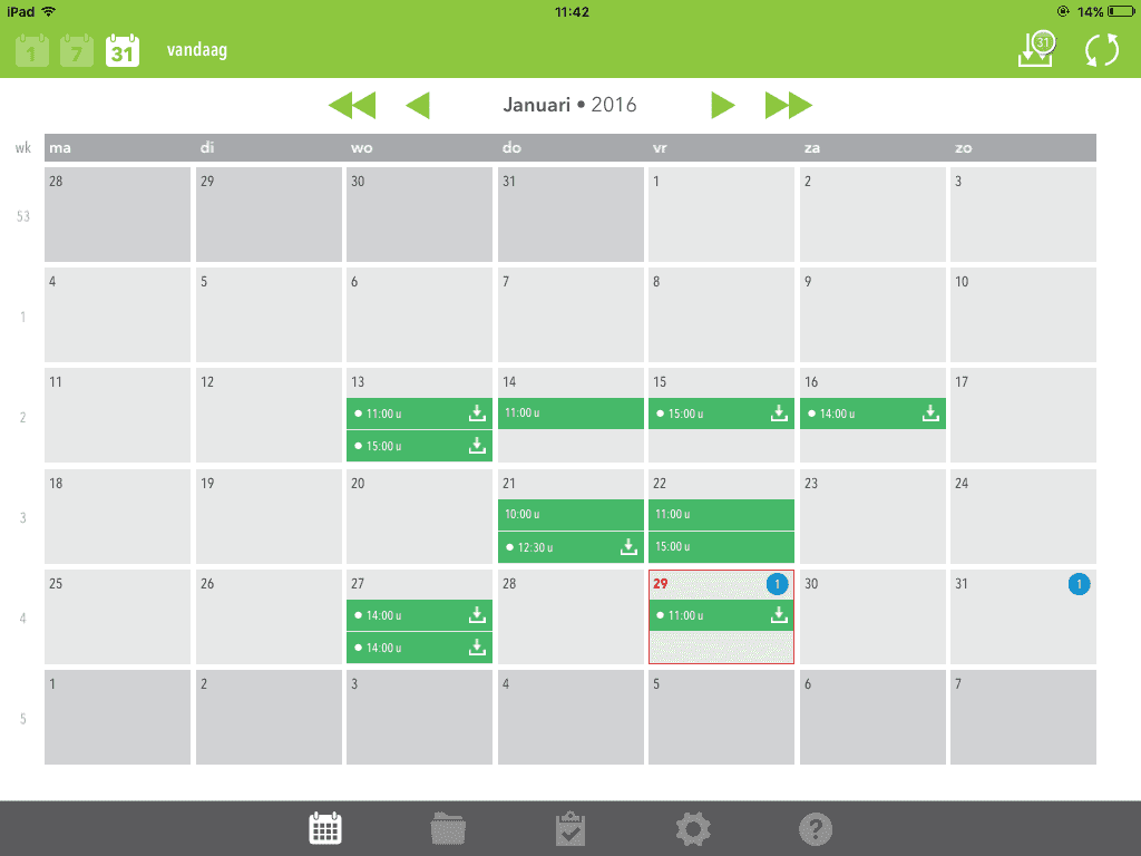 Kalenderweergave OurMeeting App